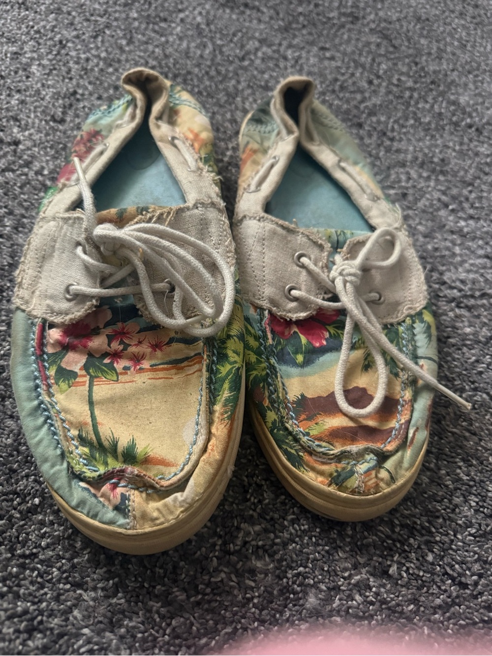 Floral Sanuk Tropical Canvas Boat Shoes - Multicolor
